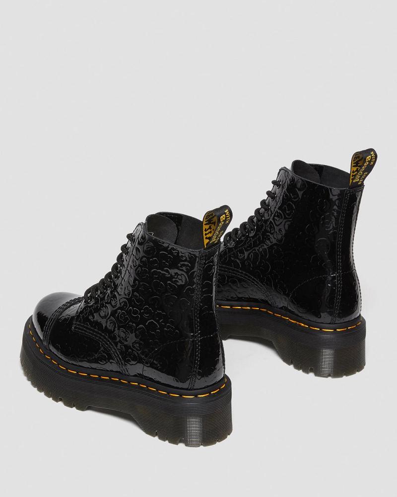 Women's Dr Martens Sinclair Leopard Emboss Patent Leather Platform Boots Black / Leopard | AU 255KOR